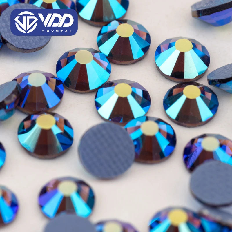 VDD 098 Tanzanite AB SS6-SS30 High Quality Hotfix Glass Rhinestones Crystal Color AB Flatback Glitter Strass Stones Fabric Shoes