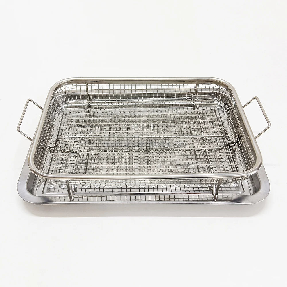 Rectangular Stainless Steel Oven Air Fryer Basket & Tray Pan Rack for Cooking Baking and Broiling