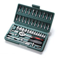 Set of 46pcs Manual Machine Car Repair Combination Tool Sets Hand Impact Spanner 1/4" Auto Socket Wrench&Screwdriver Bits Kits