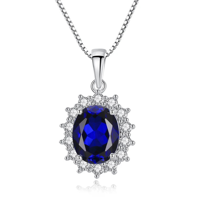 Luxury Jewelry Sapphire Gemstone Pendant 925 Sterling Silver Big Diamond Gemstone Necklace for Women