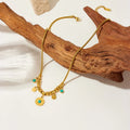 2025 New Design Bohemian Titanium Stainless Steel Turquoise Inlaid Party 18K Gold Plated No Fade Fashion Pendant Necklace