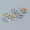 SP New Design Luxury Fashion S925 Sterling Silver Made Real Gold Plated Turquoise Hoop Earrings