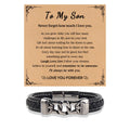 Simple Triple Twist Leather Bracelet to My Son Stainless Steel Magnetic Buckle Leather Card Bracelet to My Son