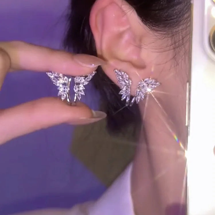 Butterfly Ear Wrap Silver Exquisite Micro Inlaid Micro-set Zircon Earring Angel Butterfly Ear Cuff Rhinestone Luxury Earrings