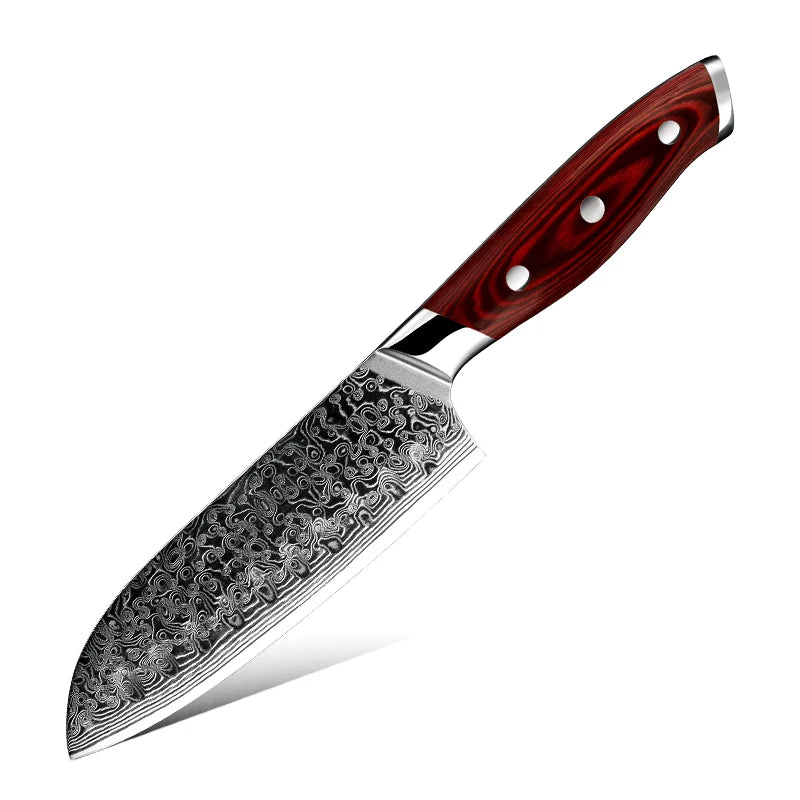 Grandsharp 5 Inch Santoku Knife 67 Layers Professional Japanese Damascus Steel Kitchen Chef Cutlery Knives Pakkawood Handle