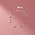 Simple Chill Fashion Pure 925 Sterling Silver Thin Chain Crystal Heart Charms Bracelets for Women Girls Jewelry