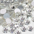 JUNAO 1440pcs Factory Good Feedback Flat Back Rhinestones Glass Clear Cold Fixation Rhinestones Crystal Rhinestone for Bikini
