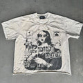 Custom Drop Shoulder Sun Faded Heavyweight Cotton Acid Washed Ripped Screen Print Vintage Hip Hop Boxy Fit t Shirt for Men