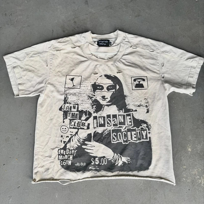 Custom Drop Shoulder Sun Faded Heavyweight Cotton Acid Washed Ripped Screen Print Vintage Hip Hop Boxy Fit t Shirt for Men