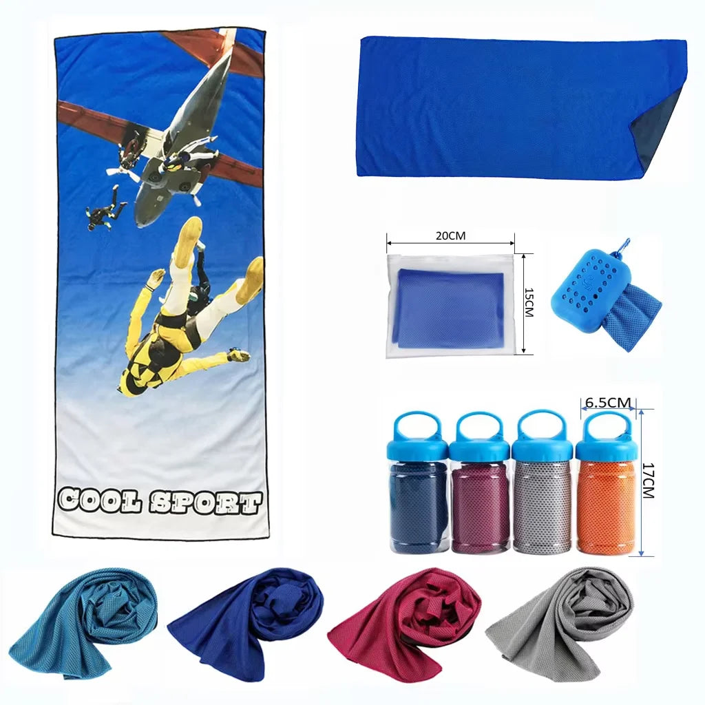 Custom Full Color Printing Outdoor Sports Towel Quick Dry  Microfiber Cooling Towel