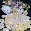 Natural  Fengshui Natural Crystals  Handmade Healing Stone Agate Geode Heart Ornament for Decoration