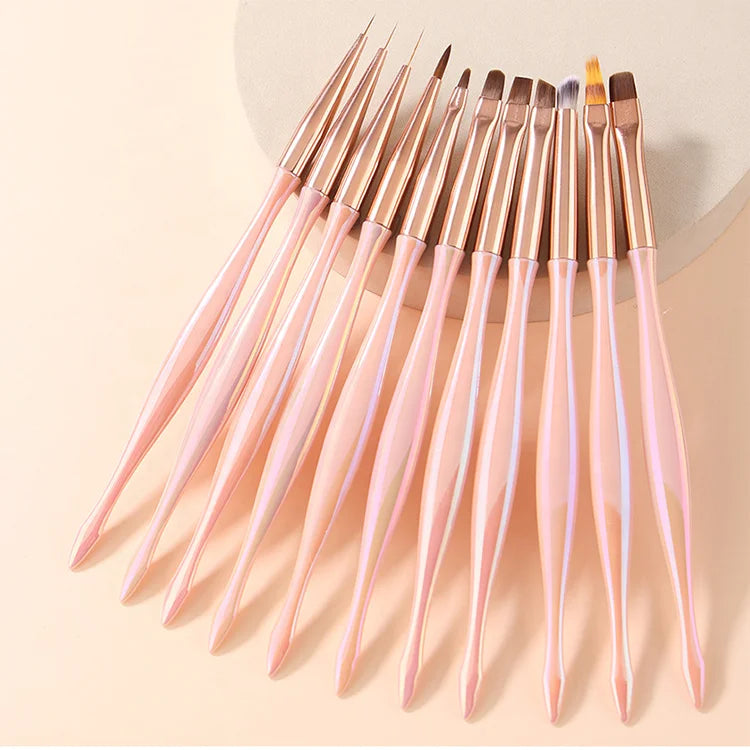 New Pink Wholesale Private Label Nails Art DIY Tool Painting Gel Liner Manicure Colorful Nylon Bristle Acrylic Nail Brush