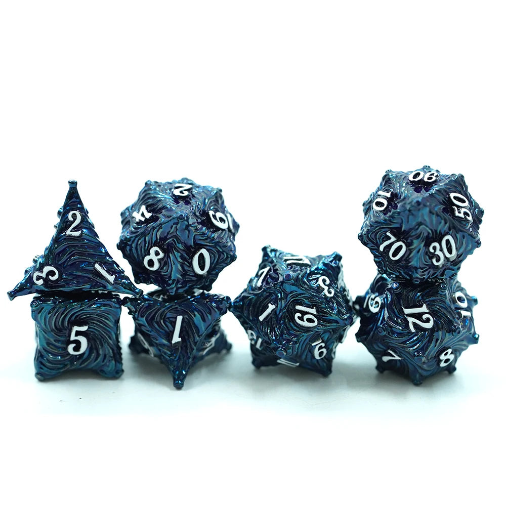 Wholesale 7 Pcs Polyhedral Dragon Scale Metallic D&D Metal Dice Zinc Alloy Die for Dungeons & Dragons Game