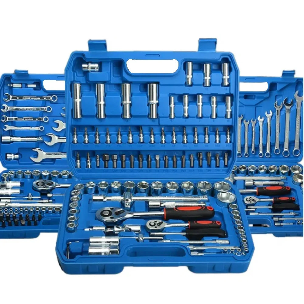 61/82/94/108Pcs GOF Brand Auto Repair Tool Box Set Blue Carbon Steel Ratchet Wrench Combination Hand Power Source