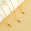 Fashion Jewelry Women Alphabet Pendant Rhinestone Stainless Steel Gold Plated Letter Charm Initial Necklace