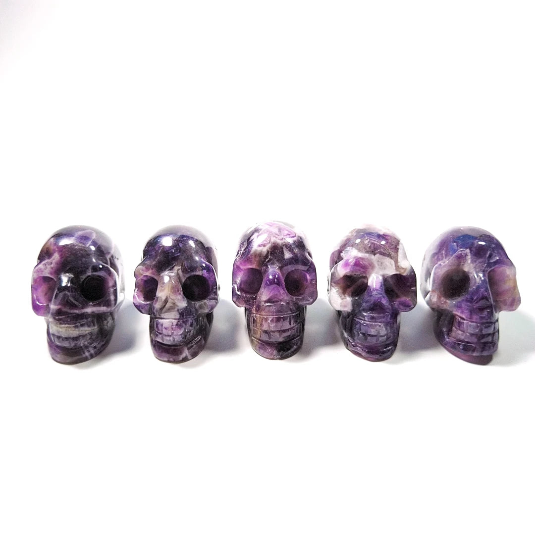 HY China Hand Carved 2 Inch Natural Amethyst Crystal Skulls Sculpture for Sale or Decoration Crafts