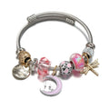 Fashion Stainless Steel Cable Bracelet DIY Alloy Crystal Butterfly Shell Flower Charm Beads Bracelet for Women Girls Gifts