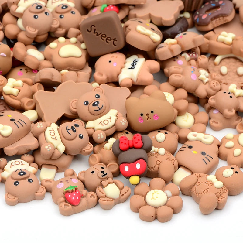 JUNAO Mini 3D Charm Craft Cartoon Resin Cabochon Flatback Mixed Resin Accessories for Phone Case Decoration