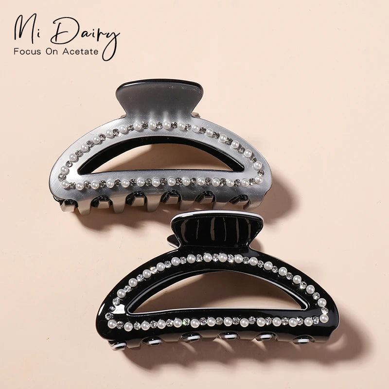 Mi Dairy Support Custom Design Color logo Hollowed Pearl  Hair Claw Clips for Women  223223