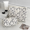Retro Floral Women Cosmetic Bags Quilted Cotton Large Toiletry Storage Bag Ladies Travel Makeup Case Handbag Girls Clutch Purse
