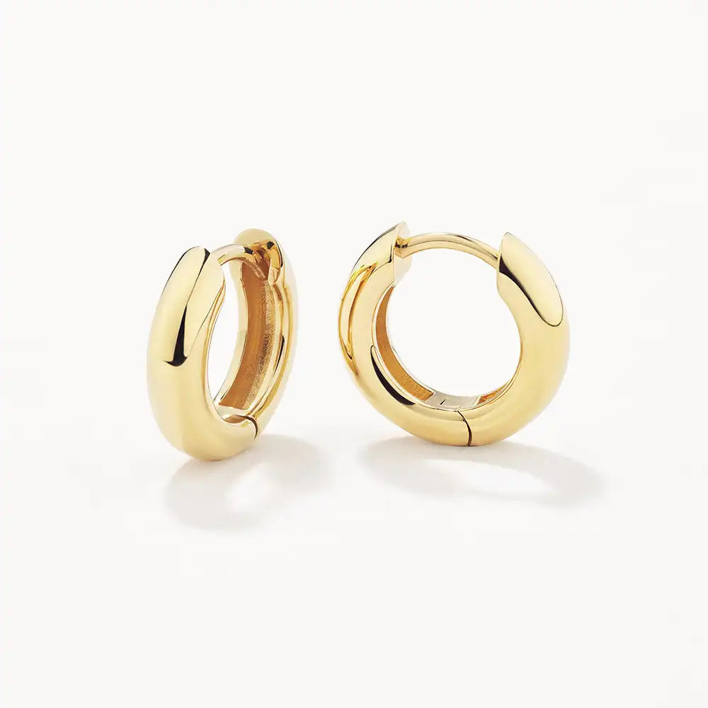 925 Sterling Silver Women Jewelry Gold Plated Bold Daily Hoop Huggie Earrings