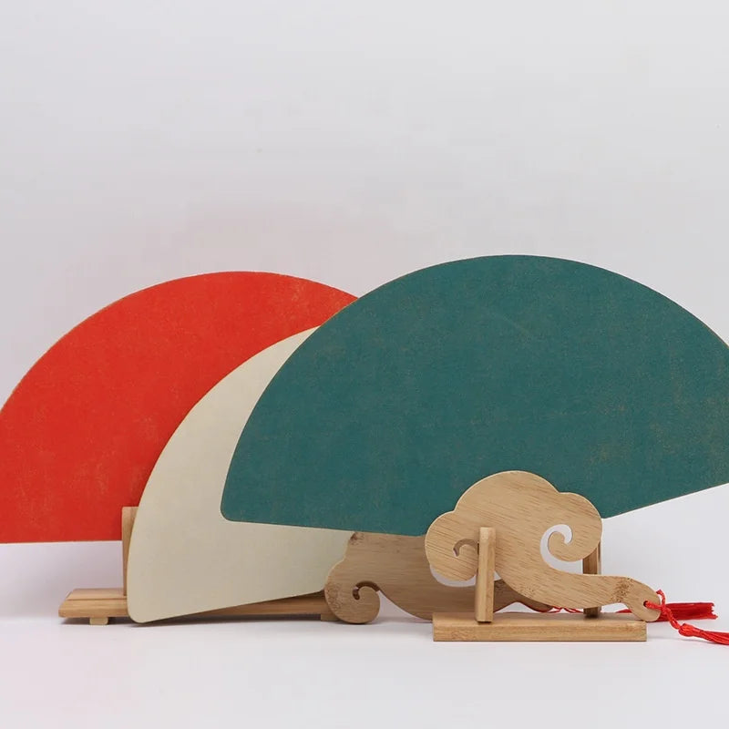 FAREA Custom Good Quality Thick Cardboard Fan Double-sided Rice Paper Blank Fan Half-cooked Chinese Painting Fan