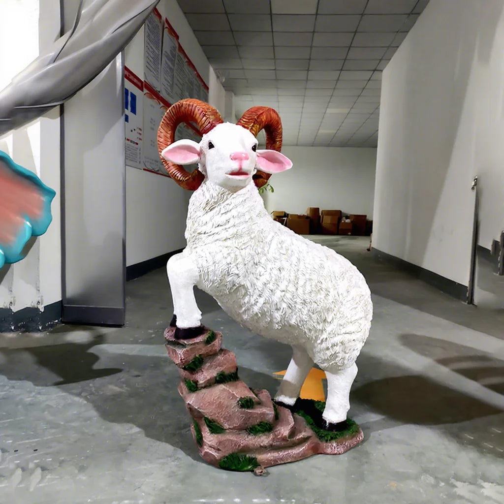 Farm Animals Goat Sheep Statue/ 3ft 2ft Farm Animals  Sheep Sculpture/ Life Size Lamb Ornament Decoration