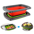 Multifunctional Foldable Green Silicone Plastic Colander Collapsible Sink & Strainer