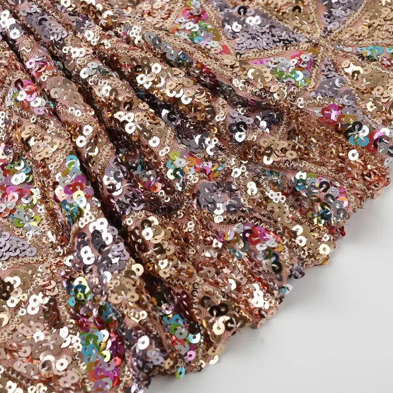 Golden Sequin Lace Mesh Fabric with Foam Sequins Custom Color Quick-Dry & Water-Soluble for Wedding Dresses (Boys & Girls) MegaBDM
