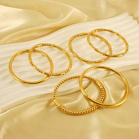 Wholesale 18K Stainless Steel Fashion Bracelets Rings Bamboo Joint Titanium Steel Wholesale Fashion Jewelry Bangles Plain Rings