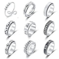Rotatable Spinner Anxiety Fidget Ring Star Moon Wedding Rings Couple Set Stainless Steel Ring for Women Men