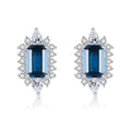 Fine jewelry 925 sterling silver square shape sapphire women simple gemstone stud earrings