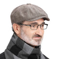 Nice Quality Men's Wool Felt Genuine Leather Newsboy Cap 8 Panel Vintage Tweed Cabbie Hat with Snap Brim for Winter