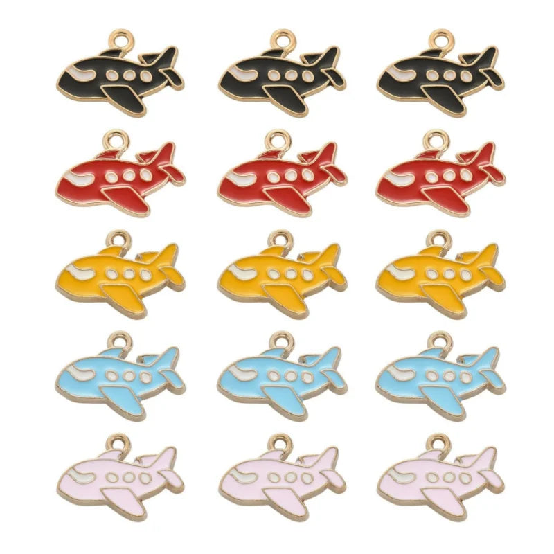 Alloy Enamel Airplane Charms Mixed Color Passenger Plane Pendant Transportation Charms for Jewelry Making DIY Crafts