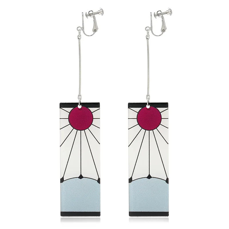 Anime Acrylic Drop Earrings Demon Slayer Kimetsu no Yaiba Blade of Ghost Earings For Women Men Cosplay Jewelry Accessories Gift