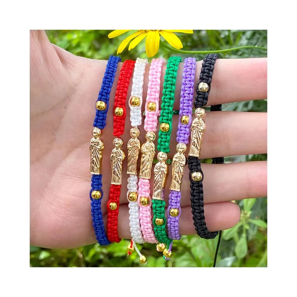RisingMoon Wholesale Handmade Bracelets Catholicism Jewelry Adjustable String Rope Bracelet Saint Jude Bracelet for Women Girls