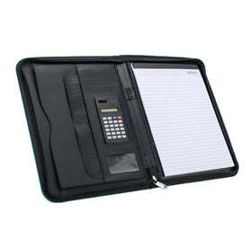 A4 Document Folder PU Leather Waterproof Zipped Ring Binder Portable Conference Bag Business Briefcase