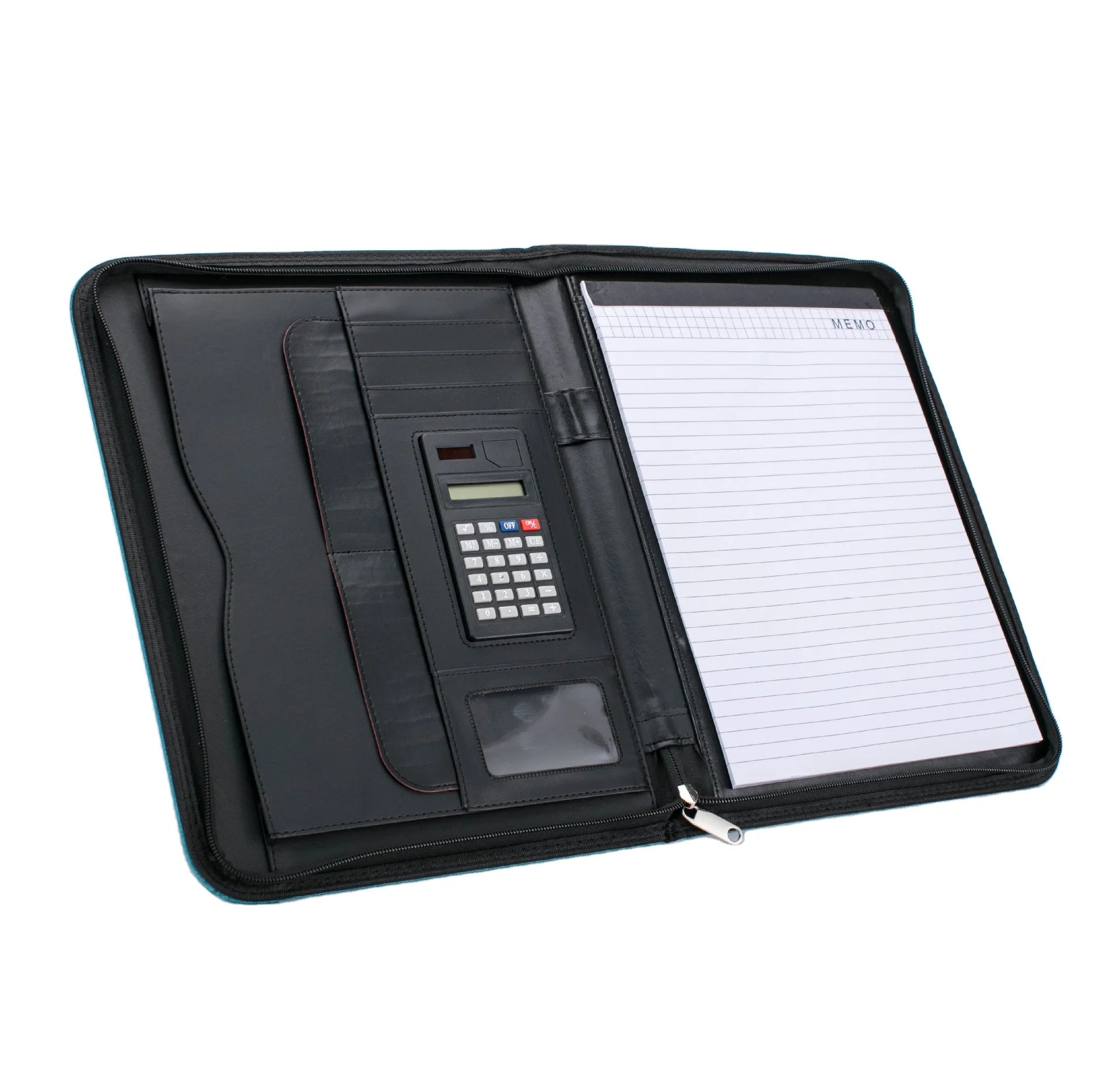 A4 Document Folder PU Leather Waterproof Zipped Ring Binder Portable Conference Bag Business Briefcase