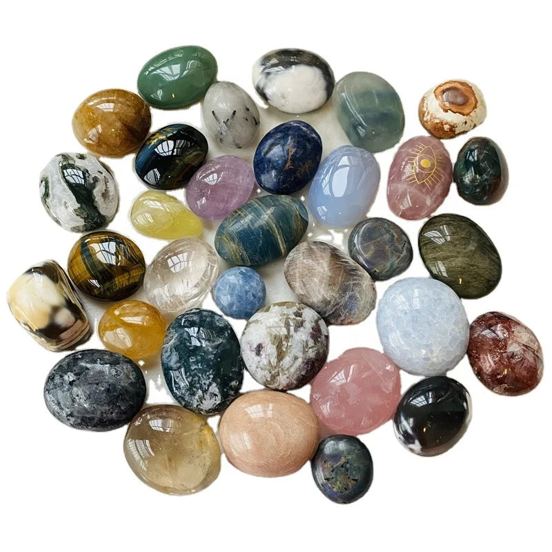 Wholesale Crystals Massage Tumbled Stones Healing Energy Oval Crystal Palm Stone for Stress Relief