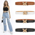 Fashion Rhinestone butterfly Buckle Decoration Wide Belt Women's Everything up Dress Shirt Belt