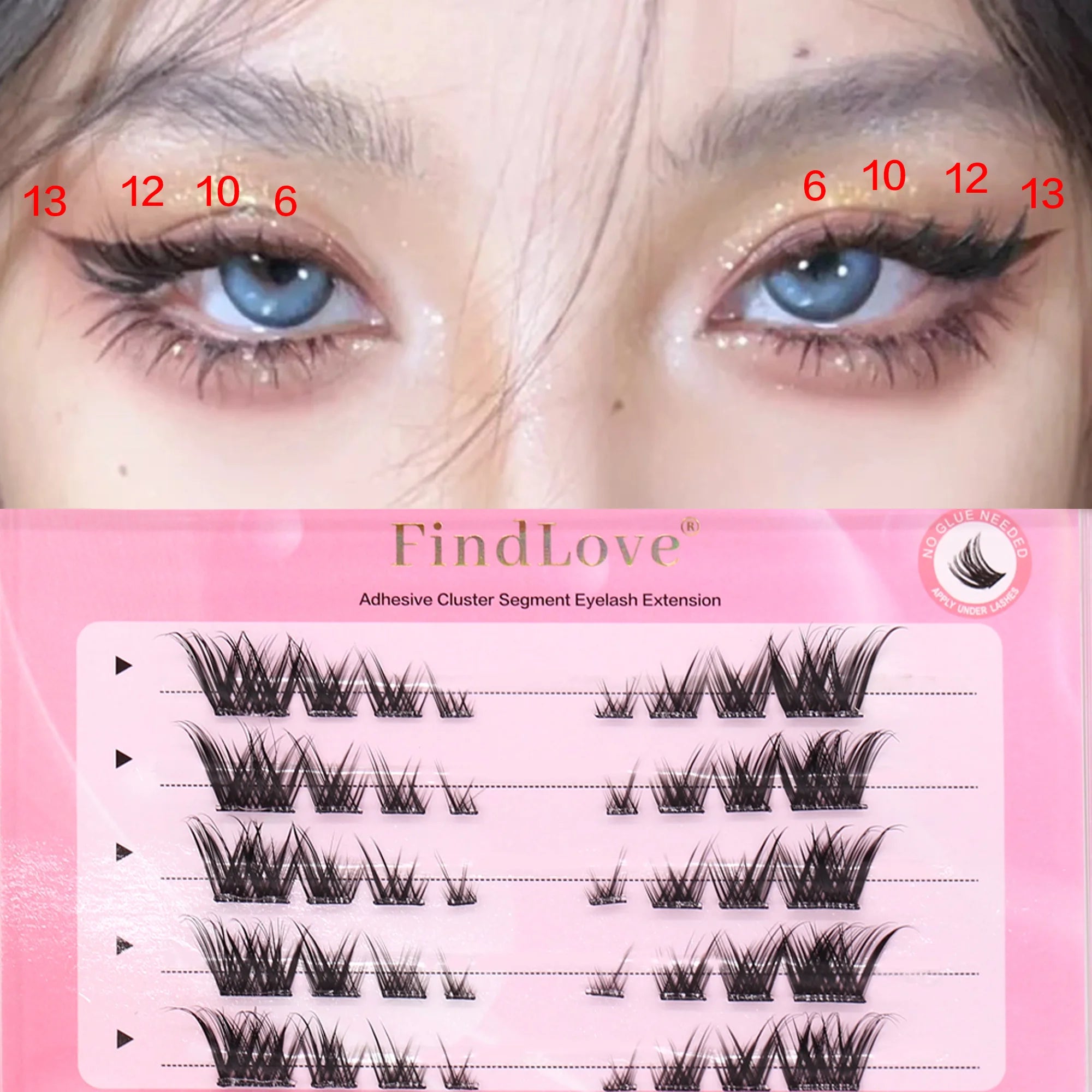 Pre Bonded Press on DIY Lashes No Glue Needed Self Adhesive Cluster Lash Self Adhesive Lashes