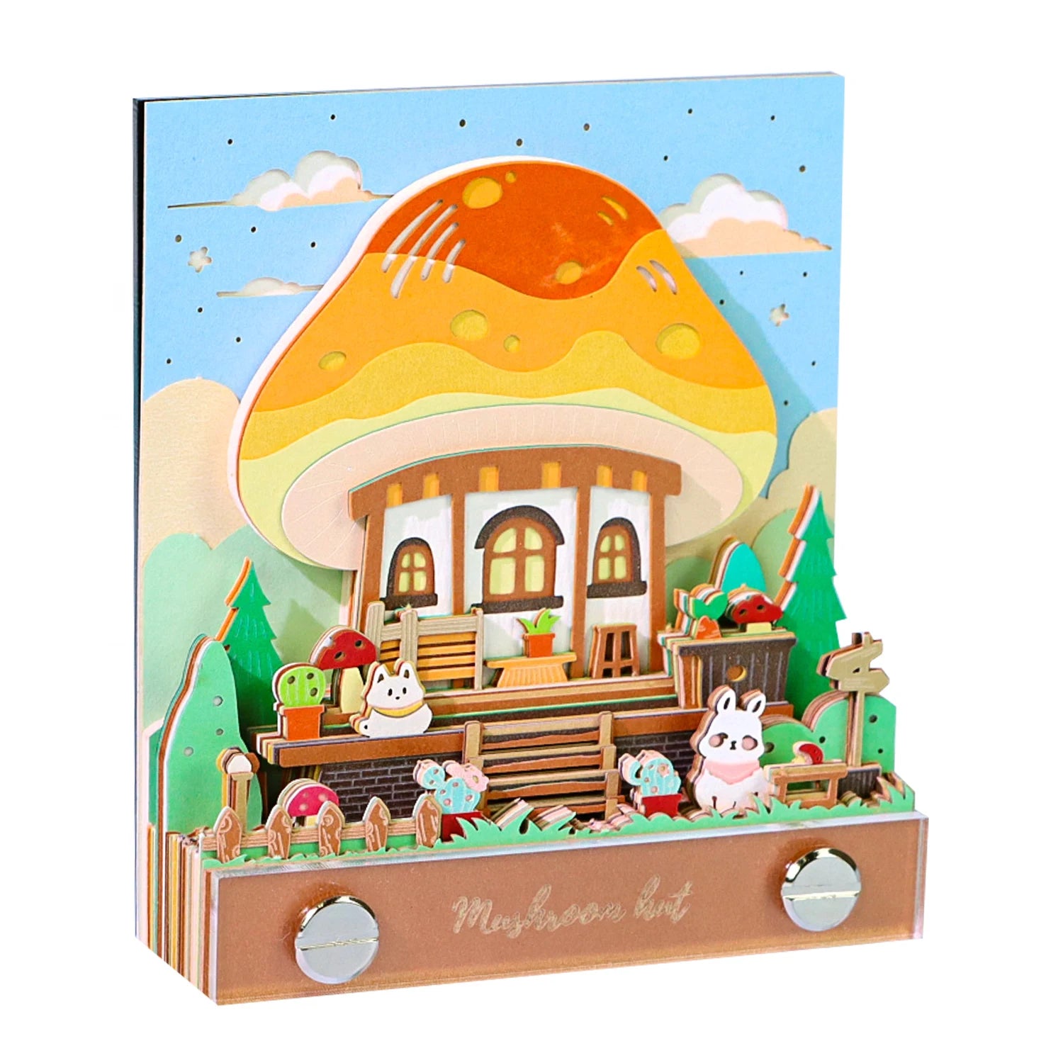 2025 New Products 3D Notes Paper Cube Creative Children Gift Mushroom Style Weekly Calendar 2025 With Gift Box
