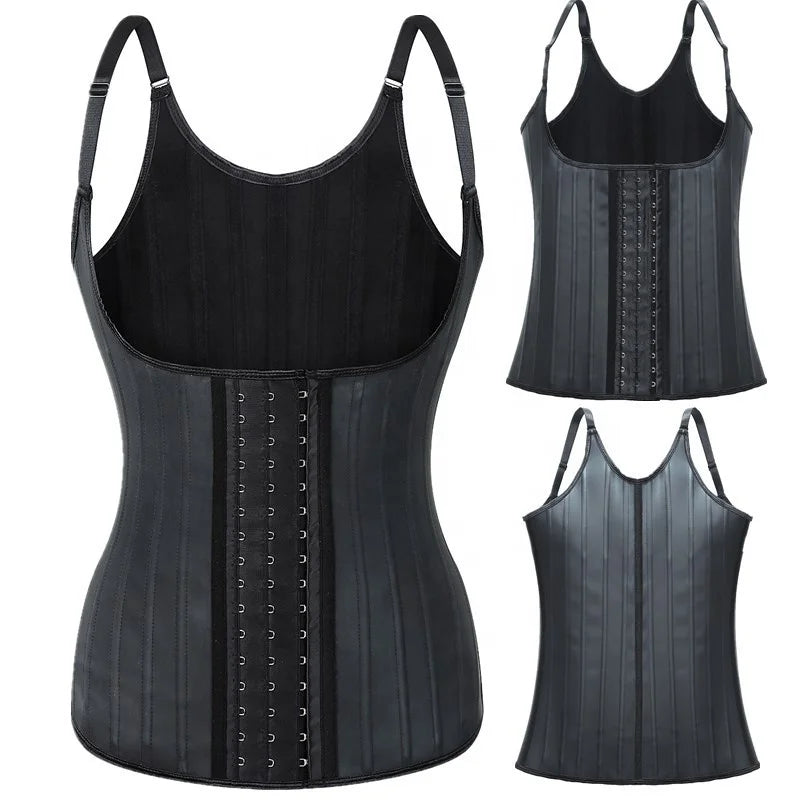 Women's Plus Size 25 Steel Reinforced Latex Corset Women Waist Trainer Vest with Shoulder Straps