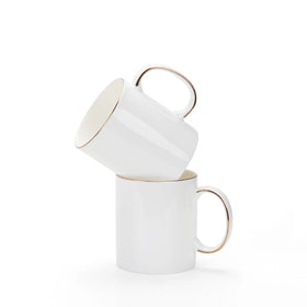 Coated Sublimation Coffee Mug 10 oz Bone China Cup Tea Milk Mugs with Gold Rim Sublimation Blank Mug Beer Cup