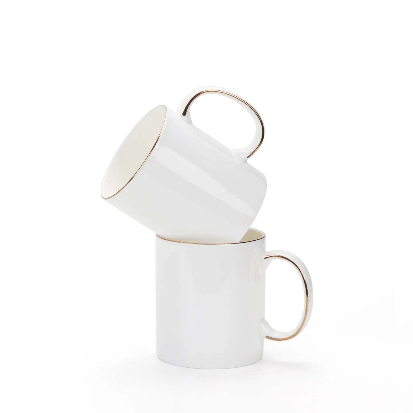 Coated Sublimation Coffee Mug 10 oz Bone China Cup Tea Milk Mugs with Gold Rim Sublimation Blank Mug Beer Cup
