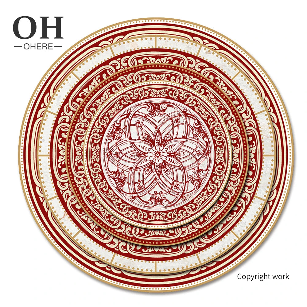 High-end Luxury Red Pattern Bone China Charger Plate Tabletop Dishes for Wedding Dinnerware Sets Decoration Vaisselle Event