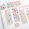 1sheet/pack Kawaii Hot Stamping Transparent Stickers Scrapbooking Heart Cake Music Diy Decoration Sticker Gifts for Girls