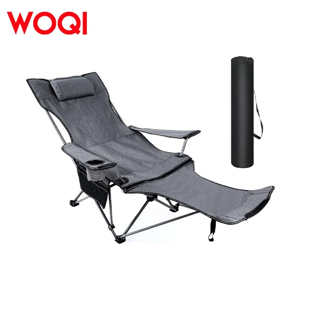 WOQI Modern Durable Oversized Folding Lounge Chair-Portable Outdoor Metal Garden Chair for Beach Camping & Travelling