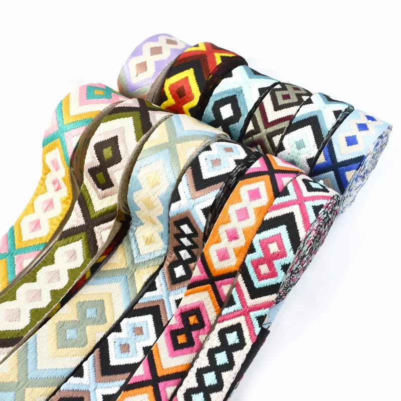 Deepeel RD059 50mm Jacquard Webbing Strap Thickened Colorful Ethnic Style Sewing Decorative Accessories for Bags Instruments