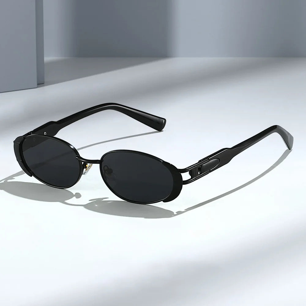 DOISYER 2024 Custom Wholesale Fashion Metal Oval Small Frame Sunglasses for Women Vintage UV400 Sunglasses